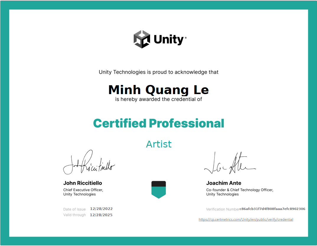 Chia sẻ kinh nghiệm thi Unity Certified Professional: Artist