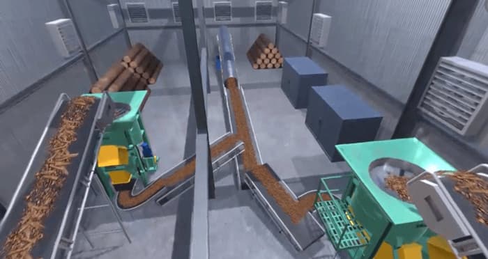 CADデータより木材粉砕機VR(仮想現実)コンテンツとOculusQuestアプリケーション制作