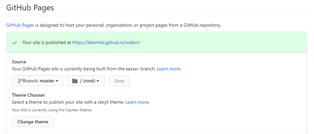 Chạy project WEBVR trên Github host ảo