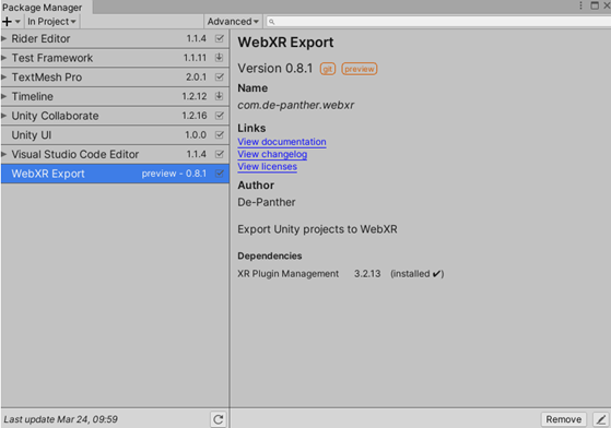 WebXR Export