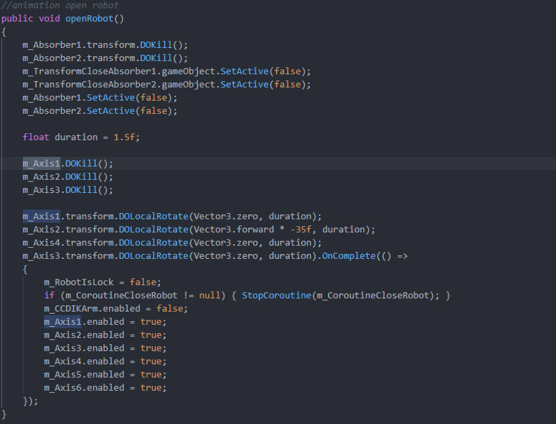  関節を開いて元の位置に回転させるサンプルscript