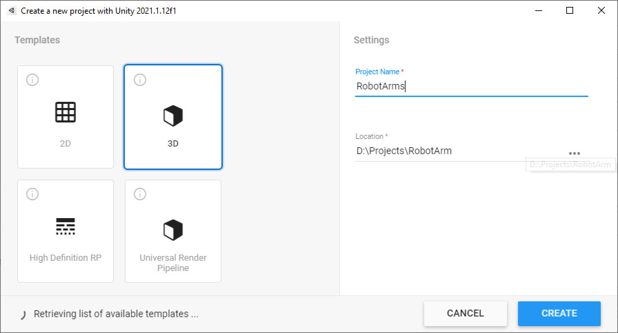 Unityで新3Dプロジェクトを作成する