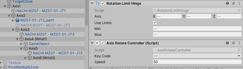 AxisRotateControllerというscript を付ける