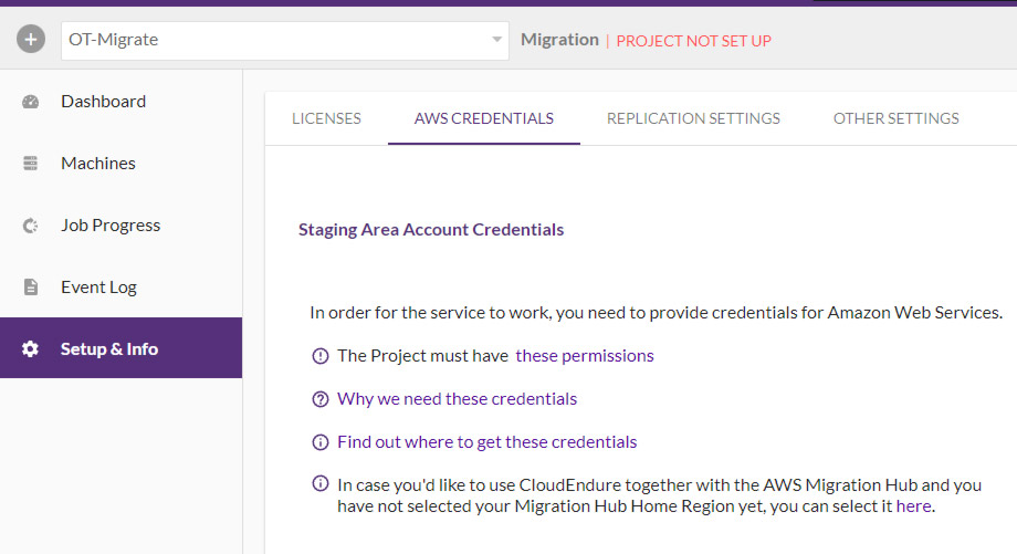 AWS CREDENTIALS画面