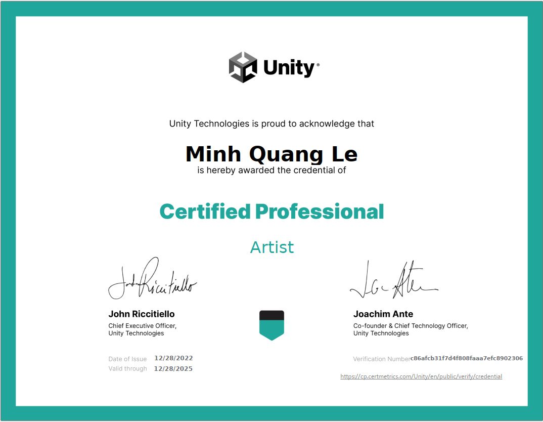 Chia sẻ kinh nghiệm thi Unity Certified Professional: Artist