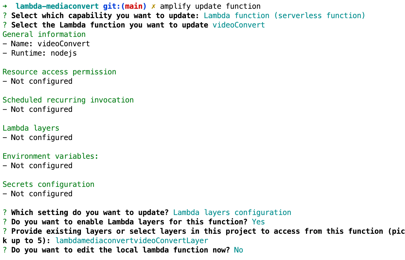 Thêm lambda layer vào lambda mediaconvert