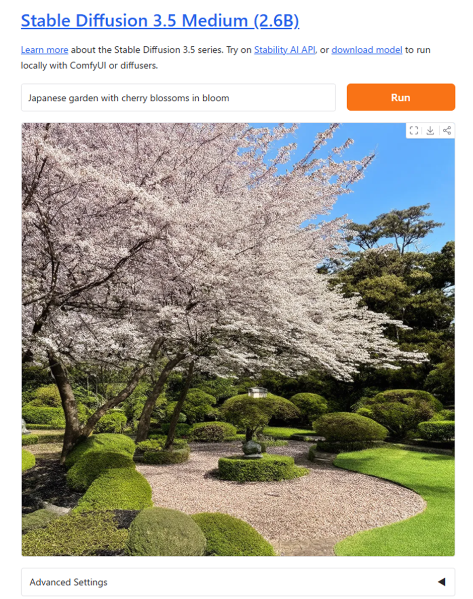 「Japanese garden with cherry blossoms in bloom.（桜が咲いている日本庭園）」