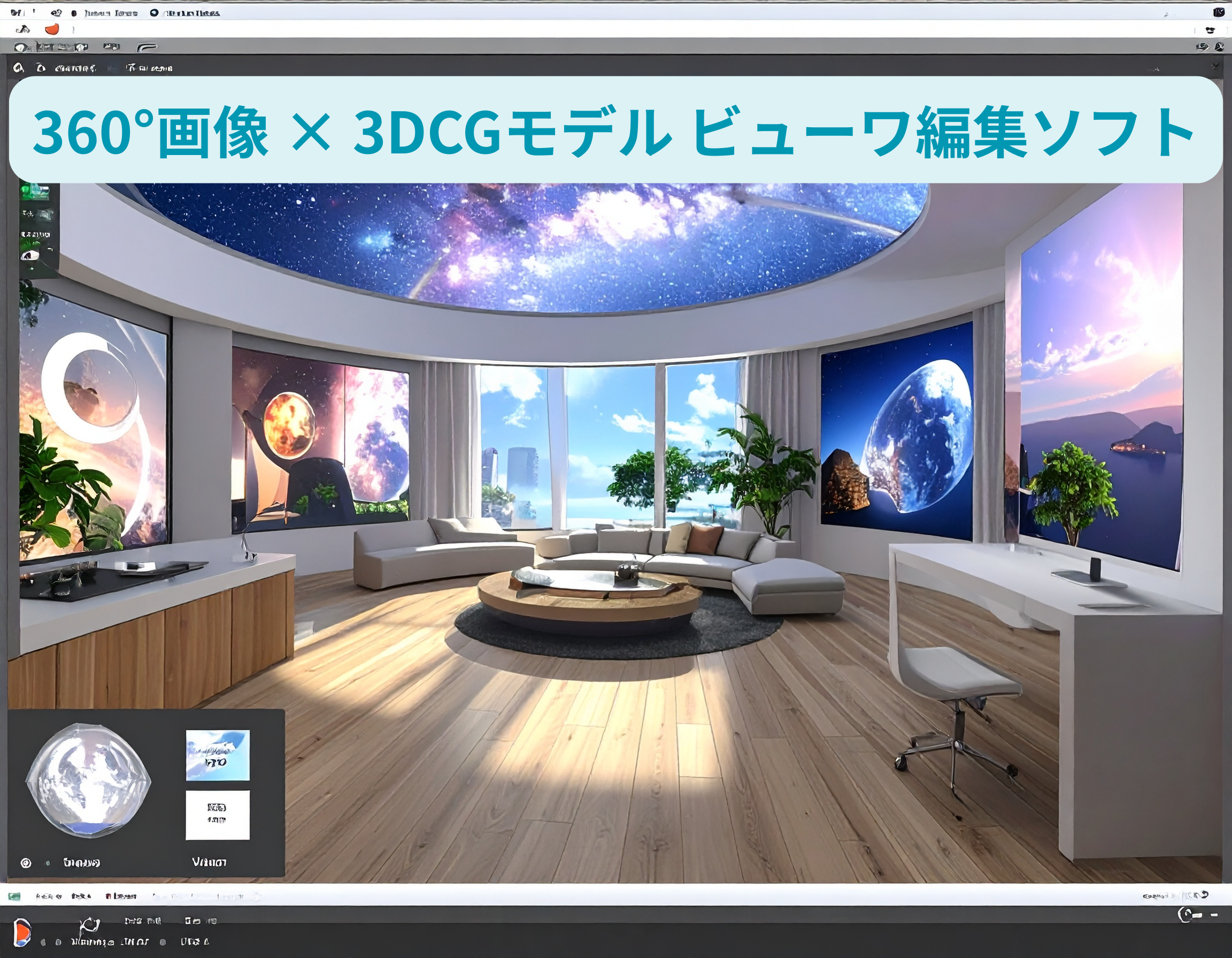 360°画像 × 3DCGモデル ビューワ編集ソフト
