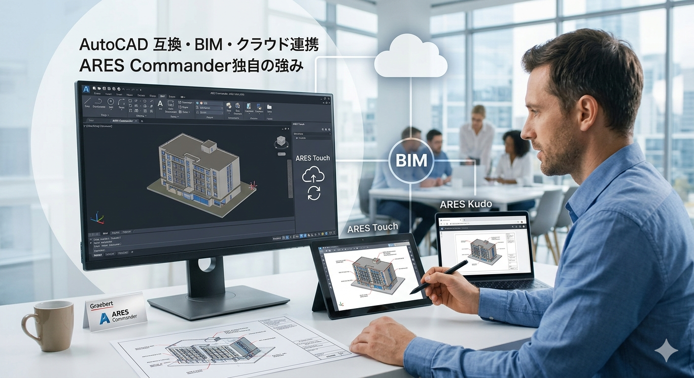 基本機能はAutoCADをほぼ網羅し、クラウドやBIM連携ではARES CAD独自の強みが光ります。