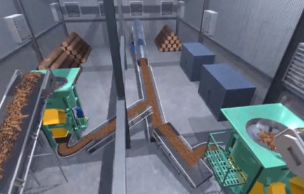 CADデータより木材粉砕機VR(仮想現実)コンテンツとOculusQuestアプリケーション制作